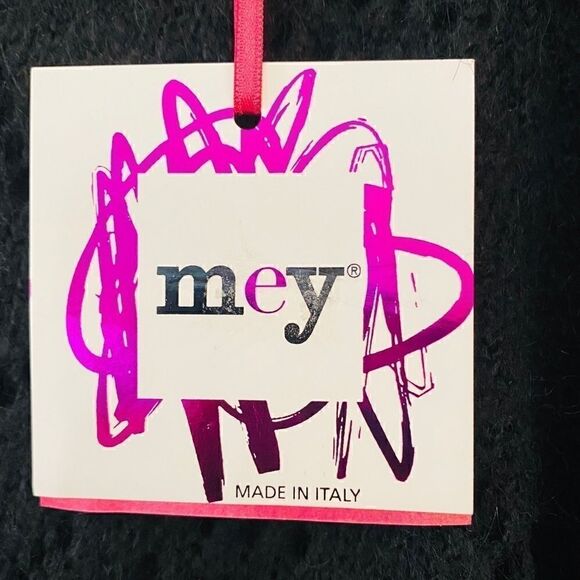 Mey NWT Italian Mohair Maglia Black Flared Long Sleeve Crochet Sweater - Picture 3 of 9